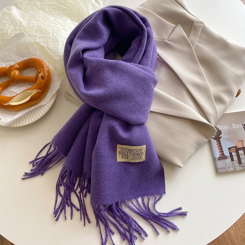 Exclusive Double-sided Artificial Cashmere Scarf — Khaki Beige — Size 68X200cm — Alternate View 21