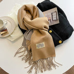 Exclusive Double-sided Artificial Cashmere Scarf — Khaki Beige — Size 68X200cm — Alternate View 11