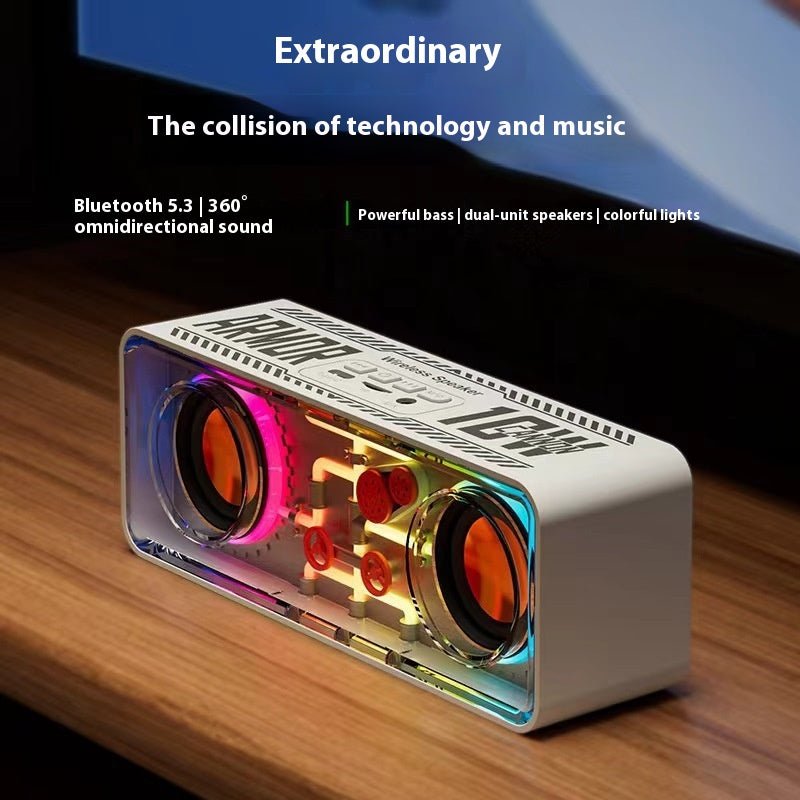 Exclusive Double Speaker Transparent Mech Wireless Bluetooth Speaker — Black A39 — Alternate View 8