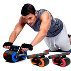 Exclusive Double Wheel Abdominal Exerciser | Roller with Elbow Support — Blue — Top View