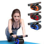 Exclusive Double Wheel Abdominal Exerciser | Roller with Elbow Support — Blue — Back View