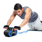 Exclusive Double Wheel Abdominal Exerciser | Roller with Elbow Support — Blue — Detail View
