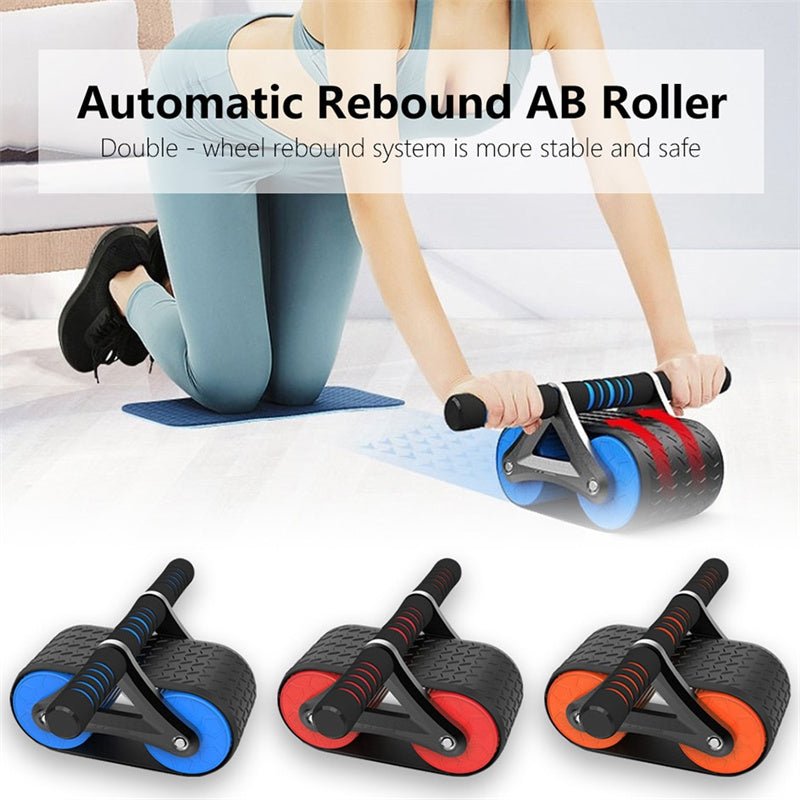 Exclusive Double Wheel Abdominal Exerciser | Roller with Elbow Support — Blue — Side View