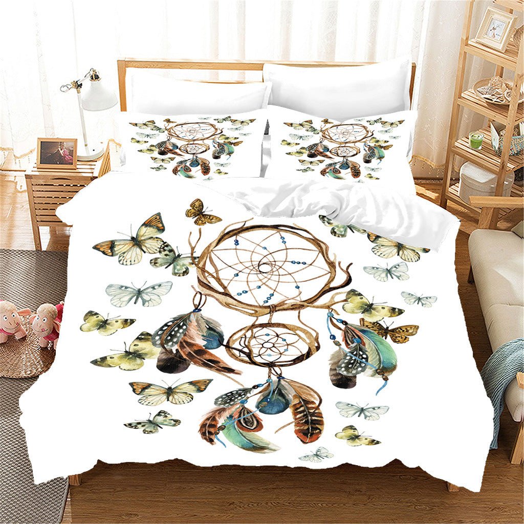 Exclusive Dreamcatcher Series Bedding Set Three-Piece Set — White — Size 200x240cm — Front View