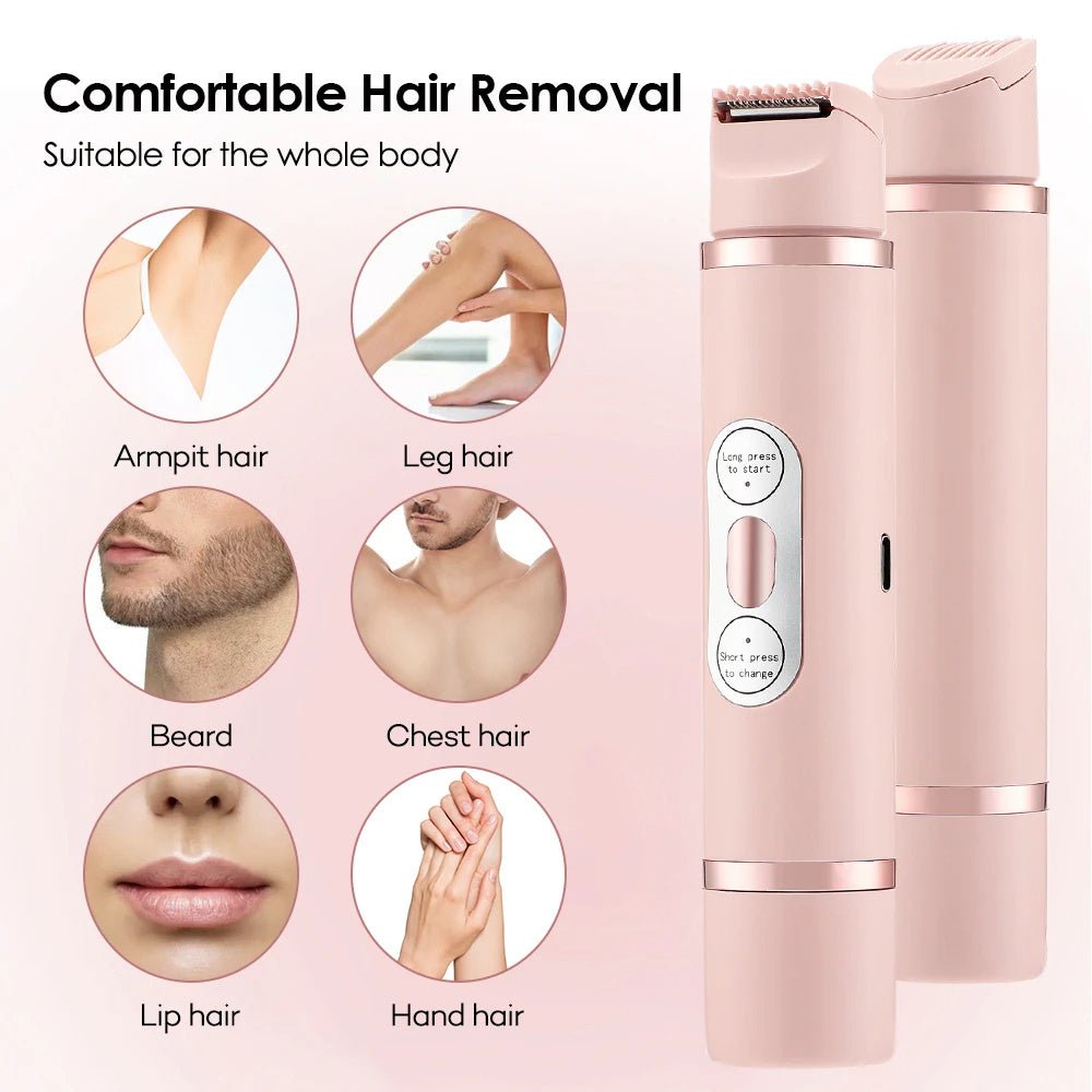 Exclusive Painless Women's Epilator | Rechargeable Hair Remover — Pink — Side View