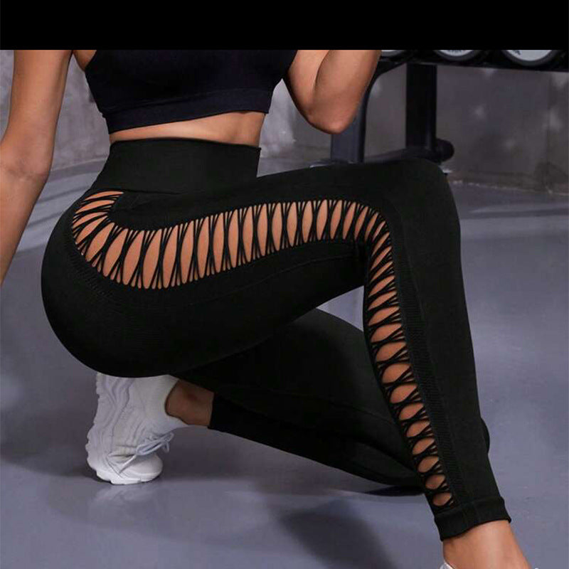 Exclusive High Waist Butt Lift Seamless Leggings ? Tie Dye Yoga Pants for Women ? Coffee ? Size S ? Side View