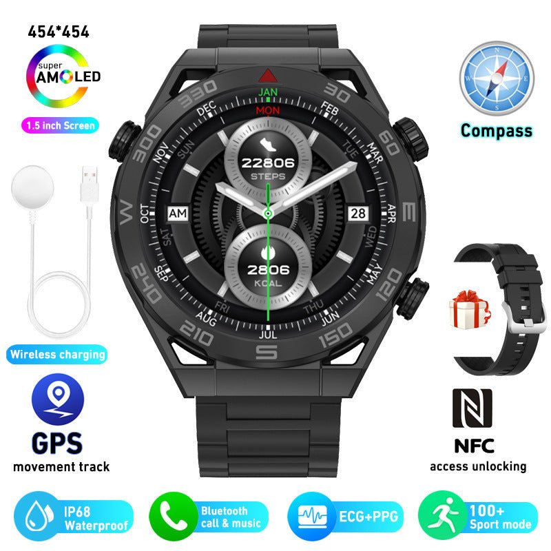 Exclusive ECG PPG Bluetooth Calling Compass GPS Wireless Charger Smart Watch — Vinyl — Alternate View 7