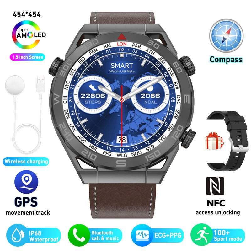 Exclusive ECG PPG Bluetooth Calling Compass GPS Wireless Charger Smart Watch — Vinyl — Alternate View 11