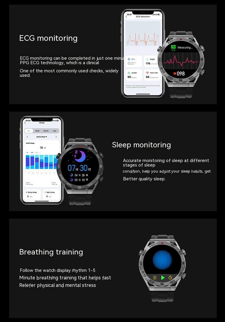 Exclusive ECG PPG Bluetooth Calling Compass GPS Wireless Charger Smart Watch — Vinyl — Alternate View 17