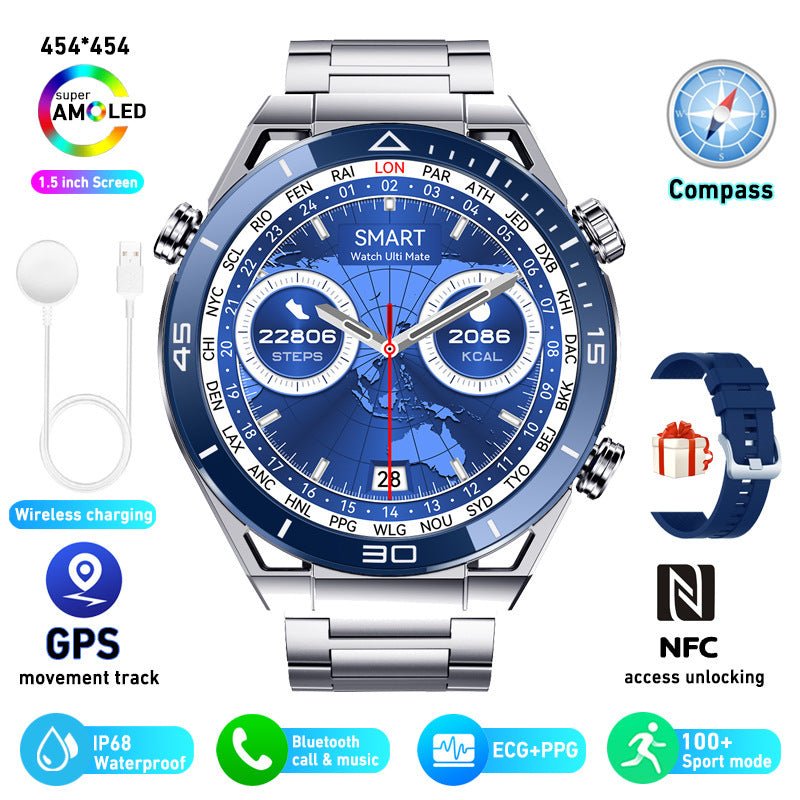 Exclusive ECG PPG Bluetooth Calling Compass GPS Wireless Charger Smart Watch — Vinyl — Alternate View 8