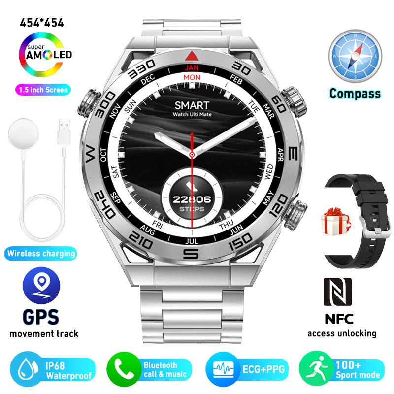 Exclusive ECG PPG Bluetooth Calling Compass GPS Wireless Charger Smart Watch — Vinyl — Lifestyle View