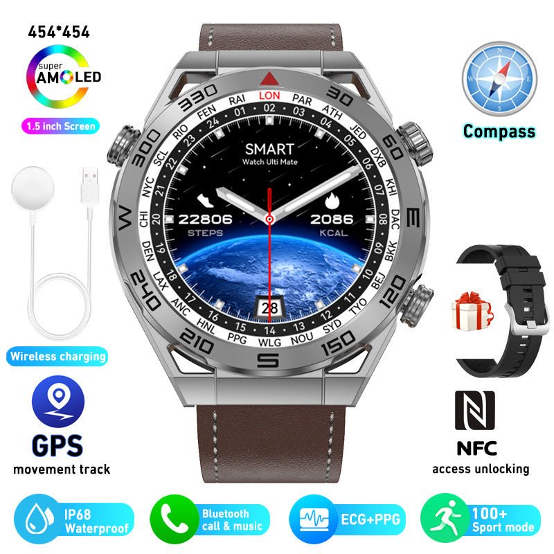 Exclusive ECG PPG Bluetooth Calling Compass GPS Wireless Charger Smart Watch — Vinyl — Alternate View 10