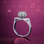 Exclusive Eight Hearts Eight Arrows D Color Mosang Stone Diamond Ring — Micro inlaid snowflake twisted — Size Size 9 — Side View