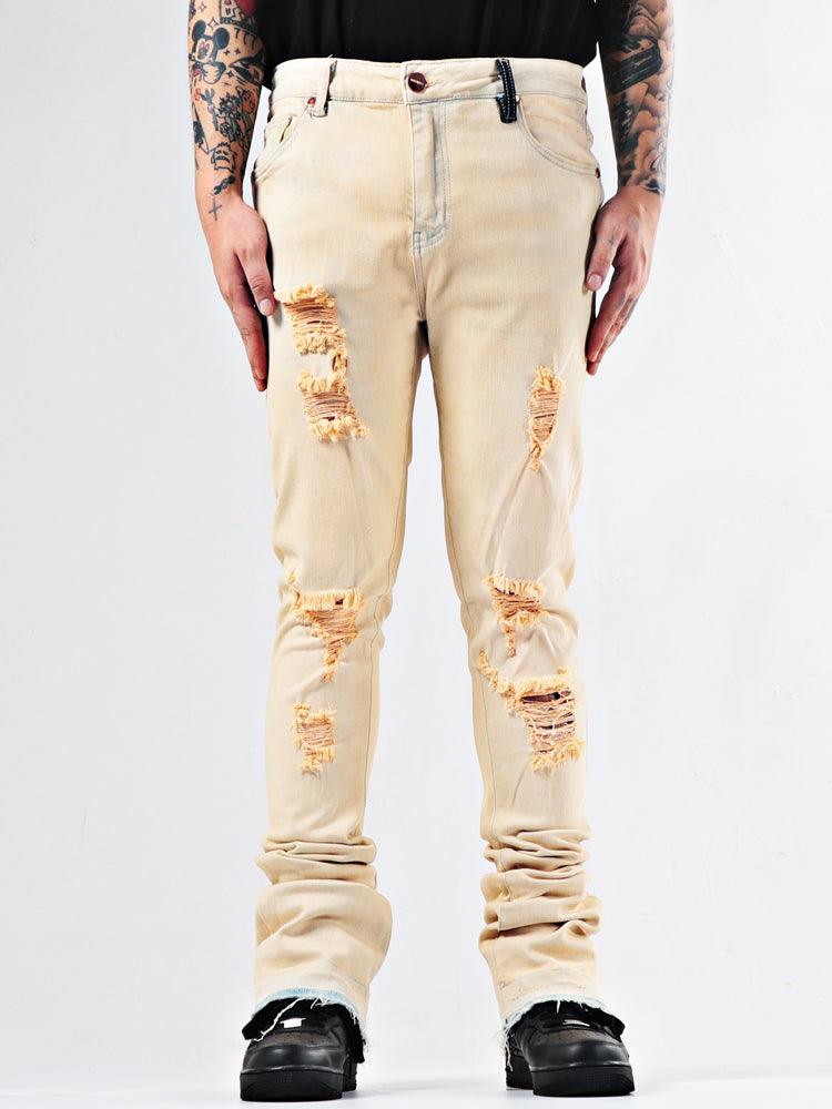 Exclusive Elastic Youth Heavy Duty Flare Jeans — Apricot color — Size 28 — Detail View