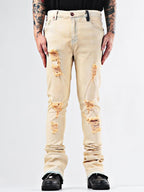 Exclusive Elastic Youth Heavy Duty Flare Jeans — Apricot color — Size 28 — Detail View