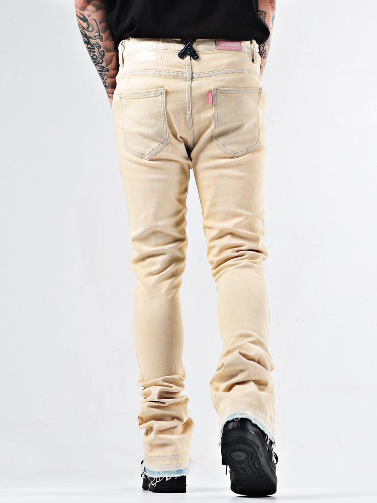 Exclusive Elastic Youth Heavy Duty Flare Jeans — Apricot color — Size 28 — Side View