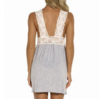 Exclusive Elegant Nightwear Women Pyjamas Ladies Night Dress Pajamas — Grey — Size S — Top View