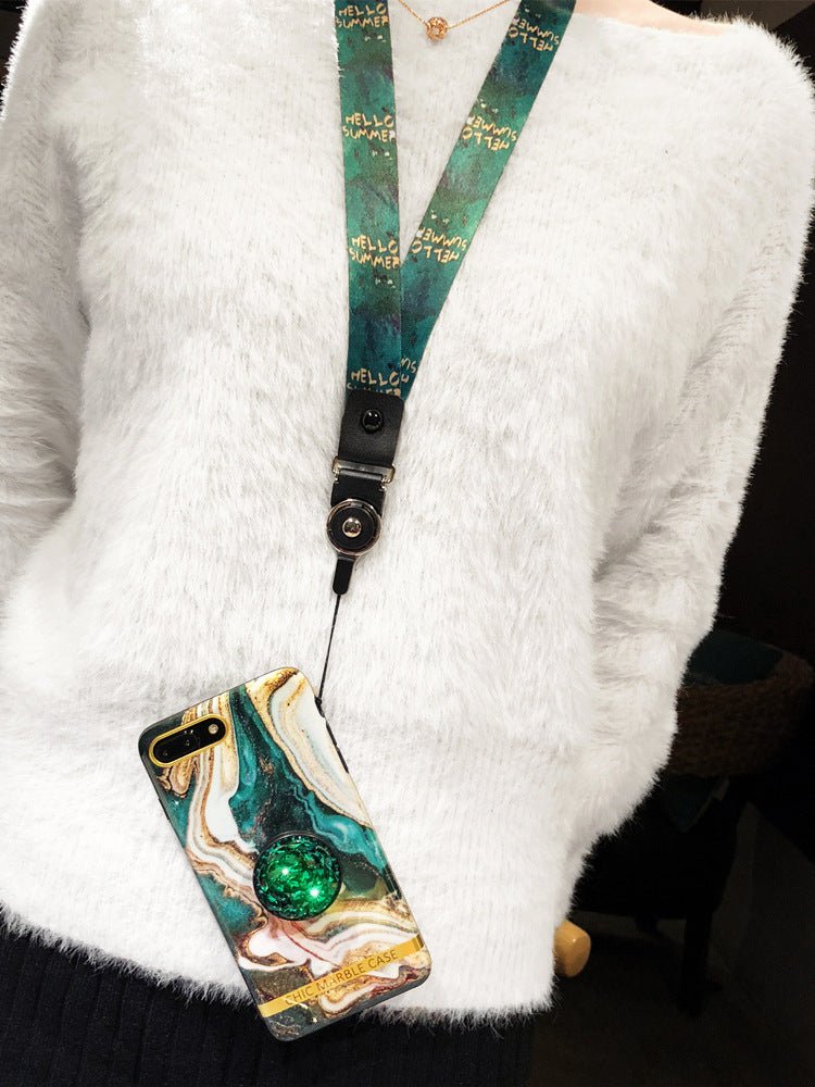 Exclusive Emerald Marble Phone Case — Green without lanyard — Size Iphone 6/6s plus — Top View