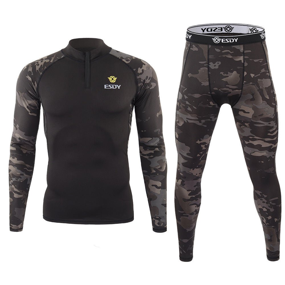 Exclusive ESDY Outdoor Sports Long-sleeve Suit — CP Black — Size S — Front View