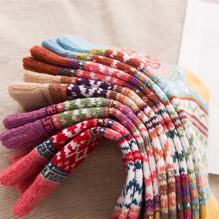 Exclusive Ethnic style cashmere socks women — 5colors set — Back View