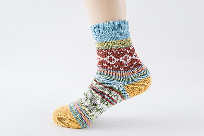 Exclusive Ethnic style cashmere socks women — 5colors set — Front View