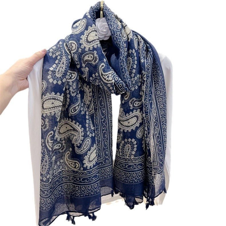 Exclusive Ethnic Style Paisley Cashew Print Scarf — Paisley Cashew Nuts — Back View