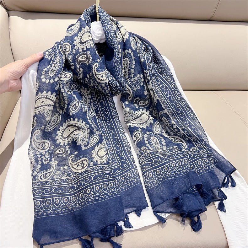 Exclusive Ethnic Style Paisley Cashew Print Scarf — Paisley Cashew Nuts — Side View