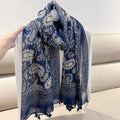 Exclusive Ethnic Style Paisley Cashew Print Scarf — Paisley Cashew Nuts — Front View