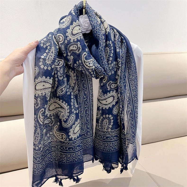 Exclusive Ethnic Style Paisley Cashew Print Scarf — Paisley Cashew Nuts — Front View