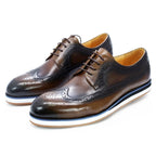 Exclusive Casual Business Flat Leather Shoes — Brown — Size 38 — Back View