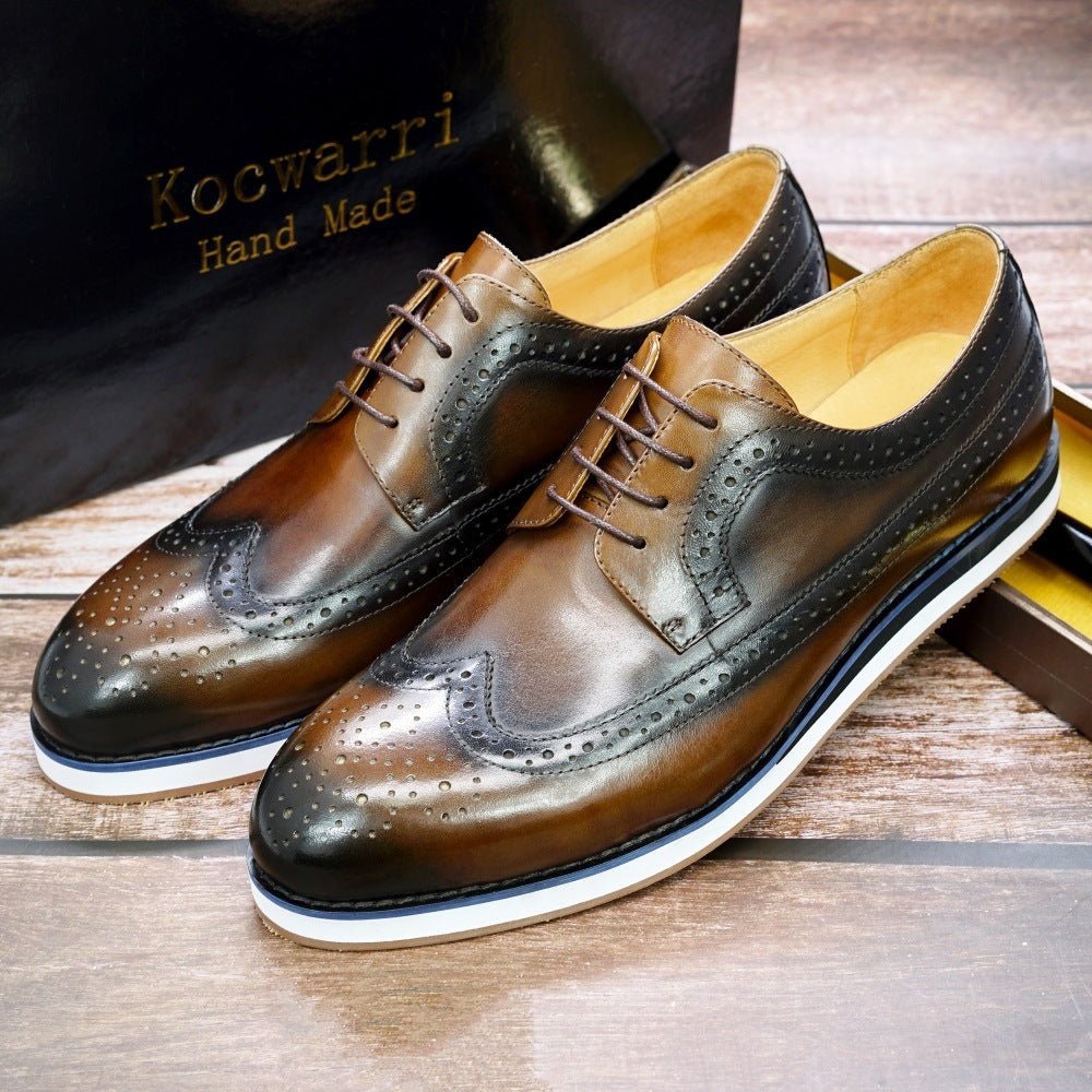 Exclusive Casual Business Flat Leather Shoes — Brown — Size 38 — Lifestyle View