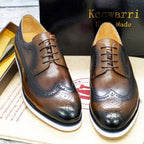 Exclusive Casual Business Flat Leather Shoes — Brown — Size 38 — Front View