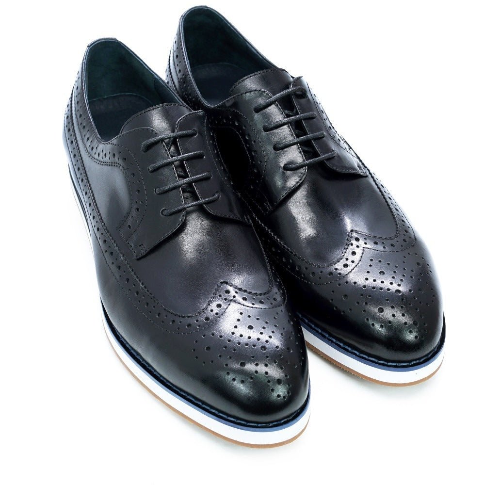 Exclusive Casual Business Flat Leather Shoes — Brown — Size 38 — Detail View