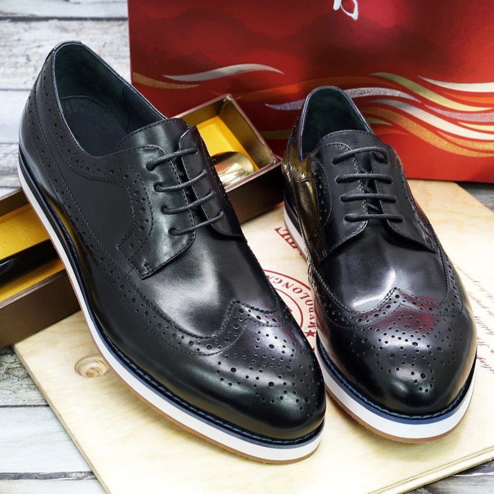 Exclusive Casual Business Flat Leather Shoes — Brown — Size 38 — Side View