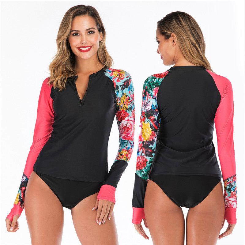 Exclusive Women's Long Sleeve Surf Suit — Red — Size 2XL — Detail View