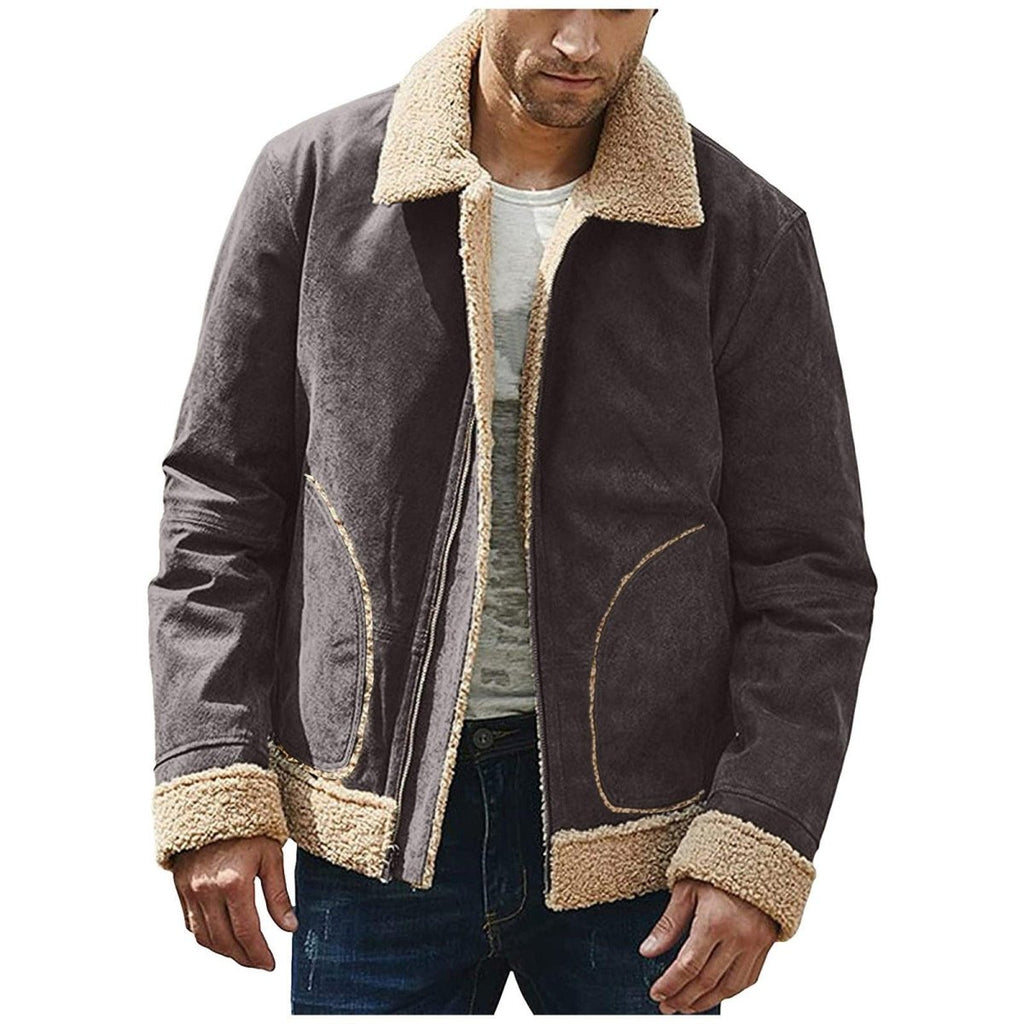 Exclusive Men's Frosted Velvet Composite Coat — Black — Size 2XL — Detail View