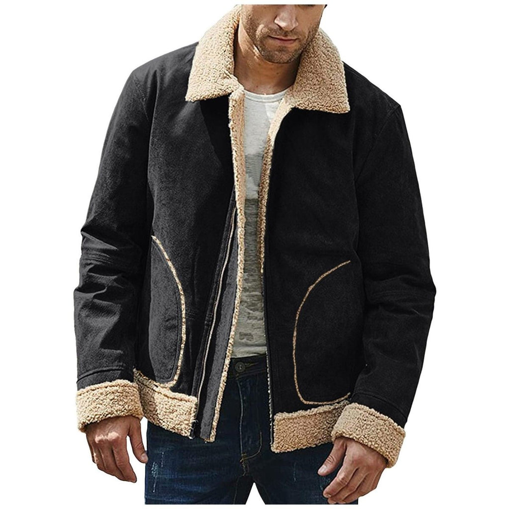 Exclusive Men's Frosted Velvet Composite Coat — Black — Size 2XL — Side View