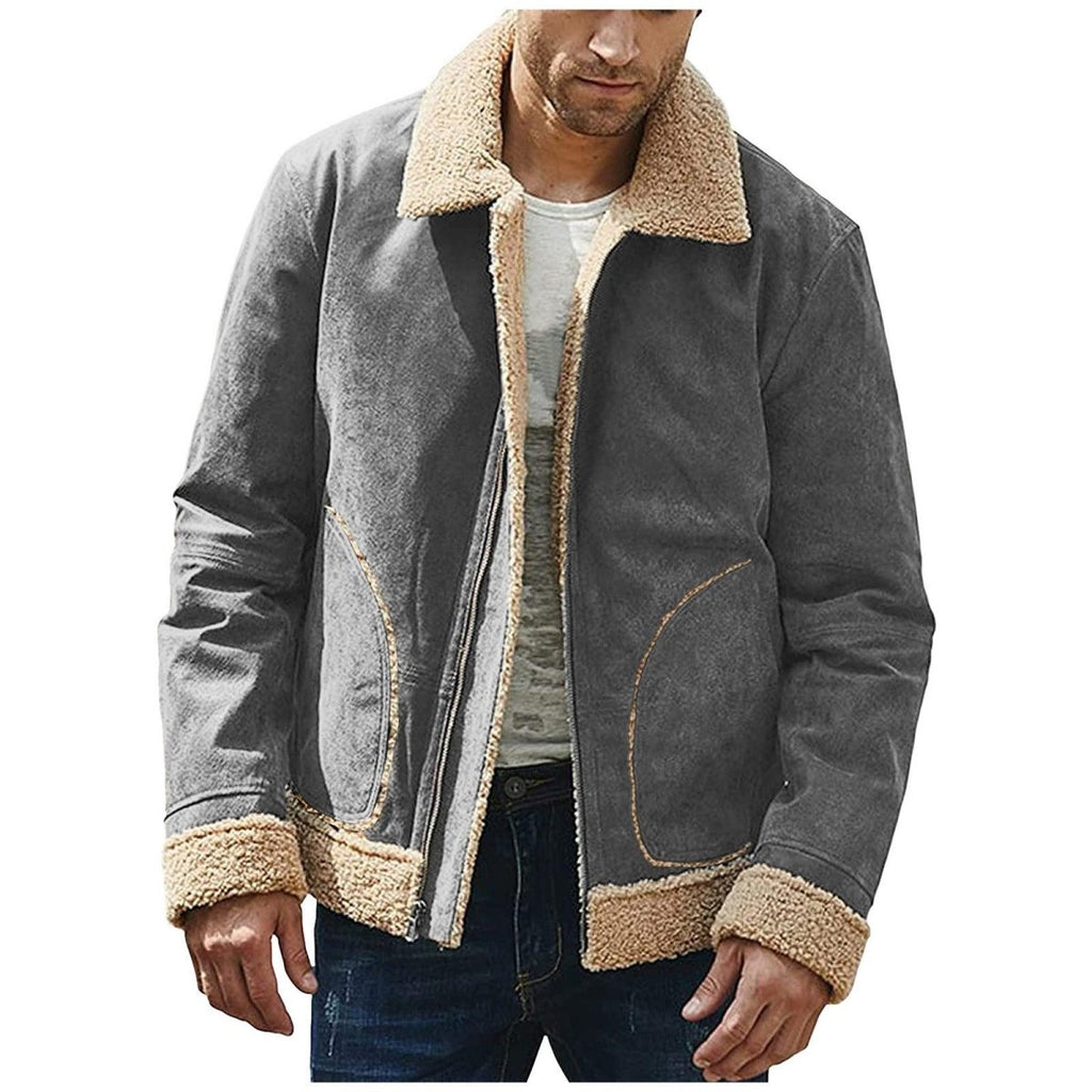 Exclusive Men's Frosted Velvet Composite Coat — Black — Size 2XL — Back View