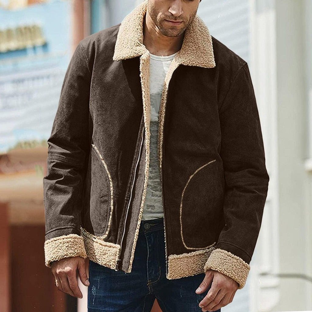 Exclusive Men's Frosted Velvet Composite Coat — Black — Size 2XL — Top View