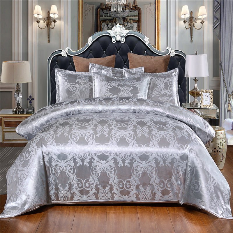 Exclusive European Satin Jacquard Bedding Set — Golden Camel — Size 150x200cm two piece suit — Back View