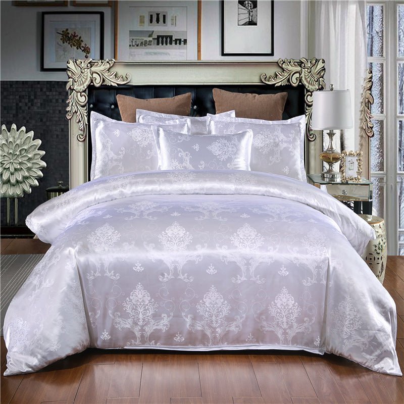 Exclusive European Satin Jacquard Bedding Set — Golden Camel — Size 150x200cm two piece suit — Top View
