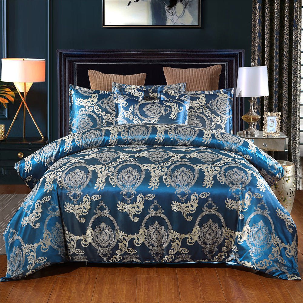 Exclusive European Satin Jacquard Bedding Set — Golden Camel — Size 150x200cm two piece suit — Lifestyle View