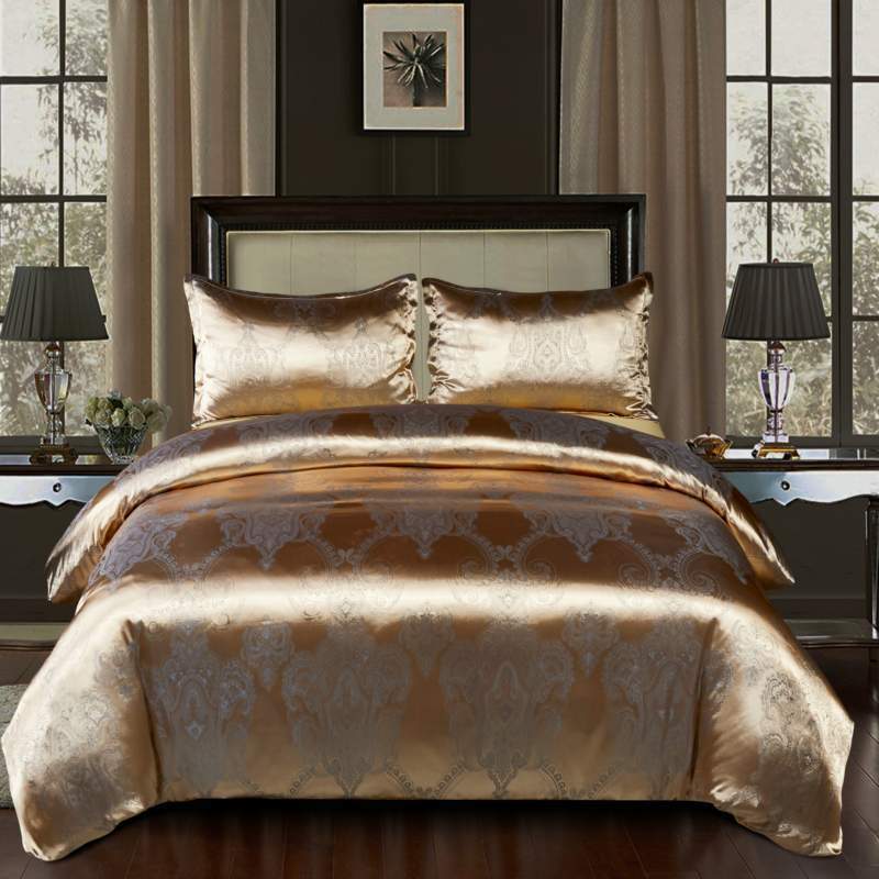 Exclusive European Satin Jacquard Bedding Set — Golden Camel — Size 150x200cm two piece suit — Alternate View 9