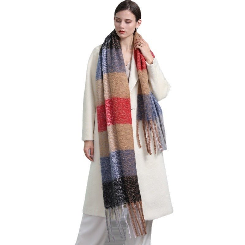 Exclusive Extended Plaid Scarf — Black And Red — Size 220x 50cm — Side View