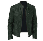 Exclusive Men's PU Leather Jacket ? Zip-Up Cardigan Style with Patch Pockets ? Khaki ? Size S ? Alternate View 10