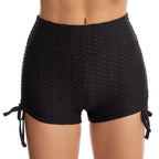 Exclusive Textured Butt Lift Drawstring Shorts for Women ? Slim Fit Yoga Gym Jogging ? Pink ? Size S ? Detail View