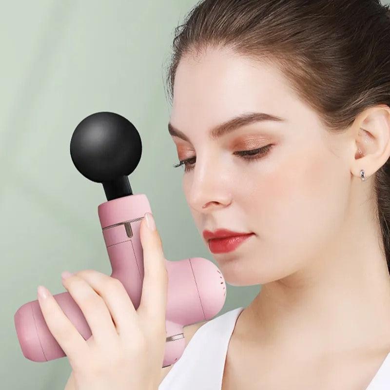 Exclusive Fascia Gun Pocket Massager | Compact Muscle Relief — Pink — Size 7.4V — Front View