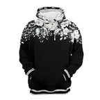Exclusive Fashion Casual Digital Printing Hooded Sweater — Black — Size 2XL — Front View