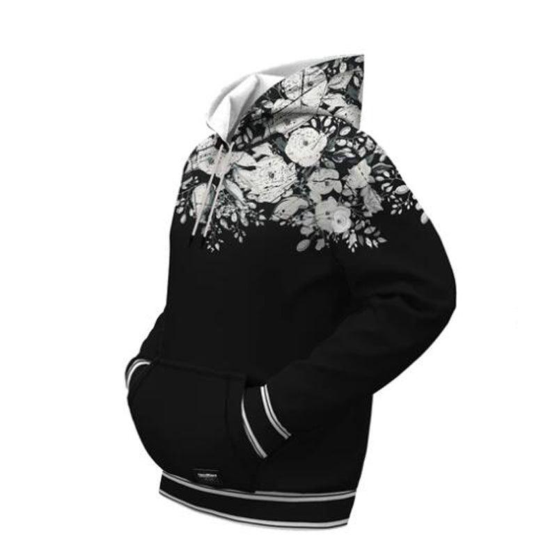 Exclusive Fashion Casual Digital Printing Hooded Sweater — Black — Size 2XL — Back View