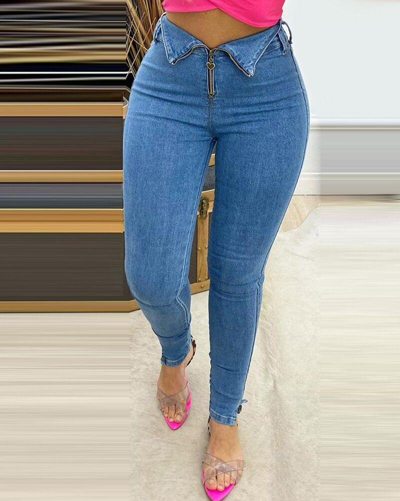 Exclusive Fashion casual jeans — Blue — Size L — Front View
